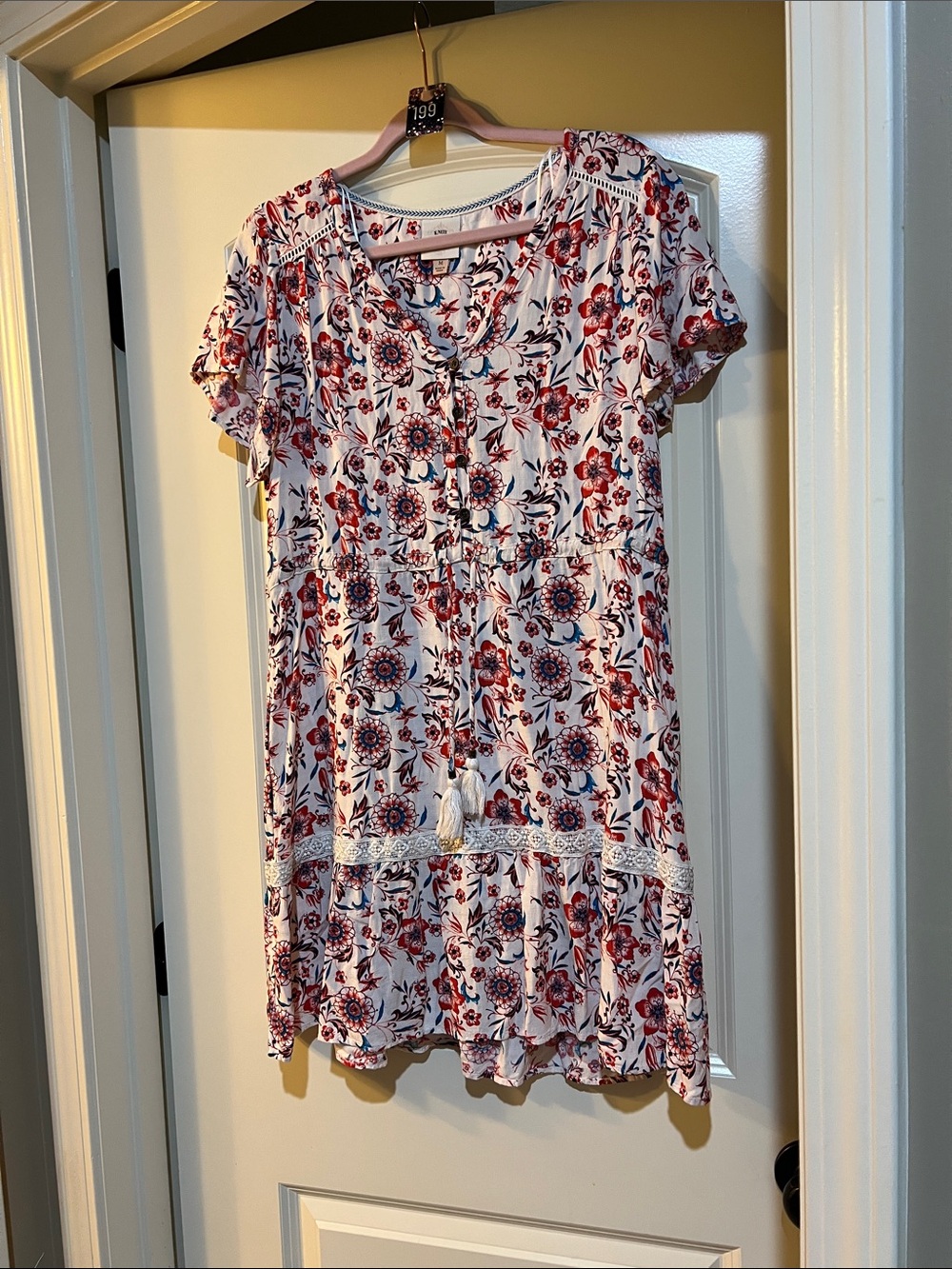Knox Rose White Mini Dress with Red Floral Print